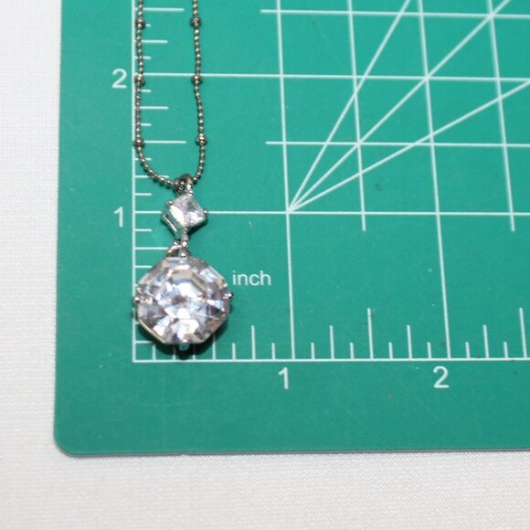 Large CZ and Silver Necklace and Earring Set - Picture 10 of 15